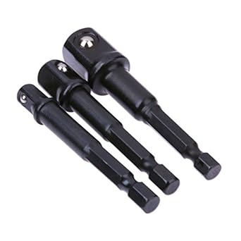 Generic 3Pcs/Set 1/4" 3/8" 1/2" Chrome Vanadium Steel Hex Power Drill Driver Socket Wch Adapter Extentions Drill Bits