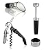 Ziz Wine Accessory 4 Piece Gift Set Wine Stopper Corkscrew Remover/Opener Pourer Wine Bottle Drop Ring/Drip Stop Collar Modern Sleek Design Perfect Friend and Family Gift