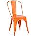 Poly and Bark Metal Modern Dining Chair, Industrial Mid Century Kitchen Cafe Restaurant Side Chair, Stackable, Orange (Set of 4)