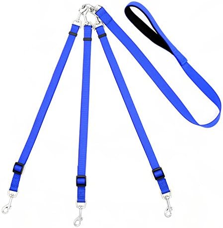 Pet Supplies for Dog Leashes - Mopaclle Premium Three Way Dog Leash With Adjustable Detachable Dog Coupler for One,Two,Three Samll/Medium Dog (Blue)