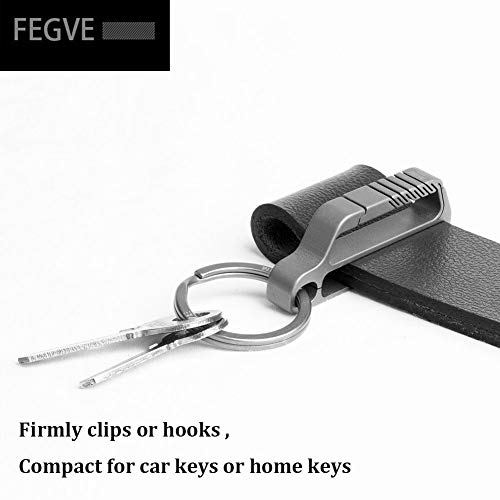 FEGVE Key Holder For Belt, Titanium Key Clip Keychain Clip with Detachable Key Ring, Keychain