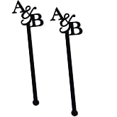 YANGSION Personalized Wedding Drink Initial Tags Drink Stirrers, Laser Cutting Custom Initial Letter Cocktail Sticks, Bar Cocktail Tags Start From 50pcs Available in sizes 15cm and 18cm