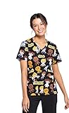 Tooniforms Women's V-Neck Knit Panel Top_Good Guys_L,TF625