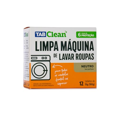 Limpa Maquina de Lavar Roupas em Tabletes/Pastilhas TabClean kit c/12 unds de 15g (180g) 12 Ciclos de Limpeza e Higienização para todas as maquinas de Lavar Roupas c/tampa frontal ou superior.