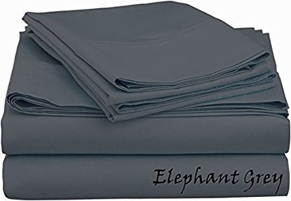 Bed Sheet Set (Full - Grey) - Deep Pocket ( 25" Inch ) Egyptian Cotton, Extra Soft Coziest 4 PCs - By KM Linen 1 Fitted Sheet, 1 Flat Sheet &amp; 2 Pillow Cases ( Solid : Pattern ) - 400 TC