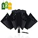 WSKY 12 Ribs Inverted Umbrella Windproof Automatic Folding Umbrella Auto Reverse Umbrella Black