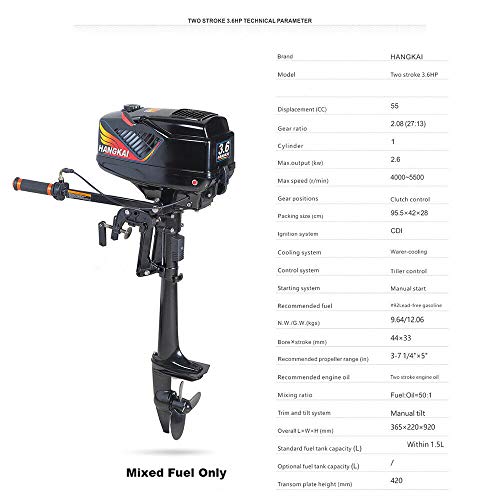 image for HYYKJ-US HYYKJ Outboard Motor Boat Engine, 3.5/3.6/4/6/6.5/7 HP 2/4 St