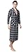 D.TopWarm Mens Spa Classic Pajamas Plaid Cotton & Linen Flannel Long Robes SY56(DarkBlue,S)