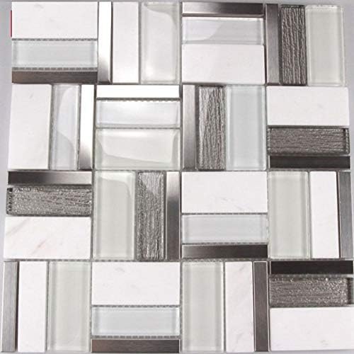 Bador Glasmosaik Mosaikfliesen Glasfliesen Glasmosaik Marmoriert Edelstahl 30x30 Amazon De Kuche Haushalt