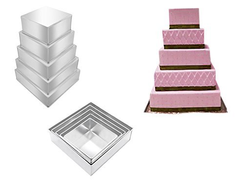 5 Tier Square Multilayer Birthday Wedding Anniversary Cake Tins
