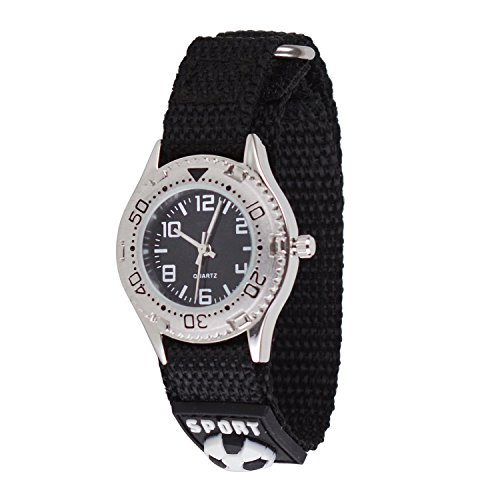 Wolfteeth Watch for Boys Kids Watches Waterproof Army Teenager Military Kids Watch Nylon Hook and Loop Watch Strap Black 309202