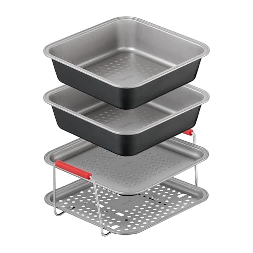 Tefal 4-Piece Air Fryer Accessory Set, Non-Stick Carbon Steel, Black