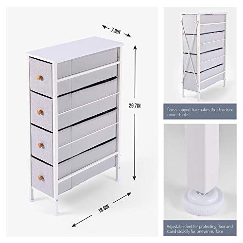 ROMOON Narrow Closet Organizer, 4 Drawer Fabric Storage Bins, Tall Storage Dresser,Closet