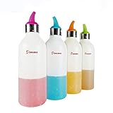 4 Pack Ketchup Bottles - 15 OZ Plastic Squeezing Bottle with Color Tips - Perfect for Ketchup, Sauces, Dressings, BBQ, Condiments, Arts and Crafts - BPA Free