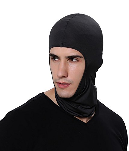 Pack of 3 Lycra Bandana Face Hat for Outdoor Airsoft Motorcycle Ski Mask Winter Sun Balaclava Black Tactical Hood Helmet (Black)