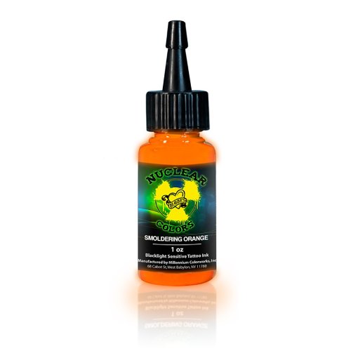 MOM'S Nuclear UV Blacklight Colors Tattoo Ink - Smoldering Orange UV Blacklight Ink - 1/2oz