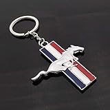 PrincessGifts Mustang 3D Pony Horse Chrome Metal Key Chain Car Logo Keychain Keyfob Keyring