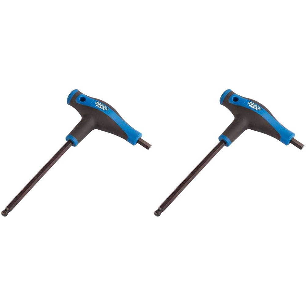 Draper 33912 Expert Soft Grip 'T' Handle Hexagon and Ball End Key, 8.0mm, Blue (Pack of 2)