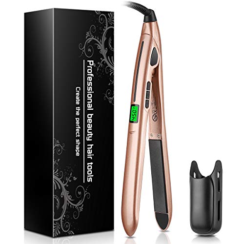 Hair Straightener and Curler, Zealite 2 in 1 Ceramic Flat Iron for Hair – Straightners & Curls with Adjustable Temp from 200℉ – 450℉, Dual Voltage (Gold)