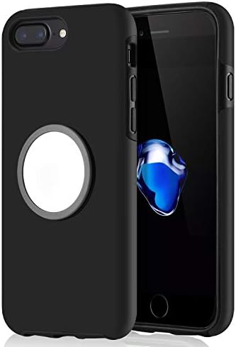 WHOBEE iPhone 8 Plus Case, iPhone 7 Plus/6 Plus Case with Kickstand, Grip Holder Stand Case Anti-Scratch Dual Layer Hybrid Protective Bumper Cover with Clear Iron Mirror [Fit Magnetic Mount] - Black