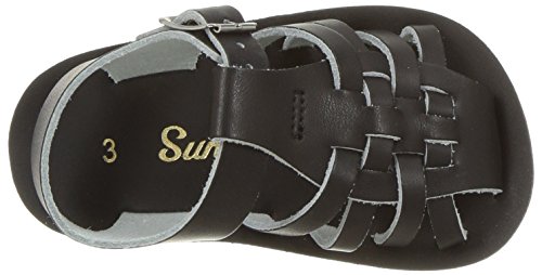 Salt Water Sandals by Hoy Shoe Baby Sun-San Sailor Flat Sandal, Black, 6 M US Toddler