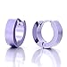Pair Stainless Steel Purple Huggie Hinged Hoop Earrings Unisex Men Women