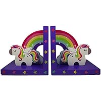 Handcrafted Wooden Rainbow Unicorn Bookends by Tinkie Toys Book Shelf Tidy for Girls or Boys Bedroom or Nursery