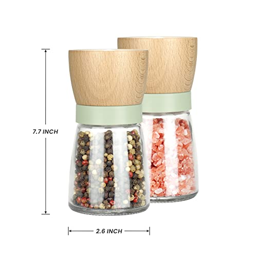 Salt and Pepper Grinder Set Wood VEVOK CHEF Adjustable Coarseness Refillable Pepper Grinder Mill
