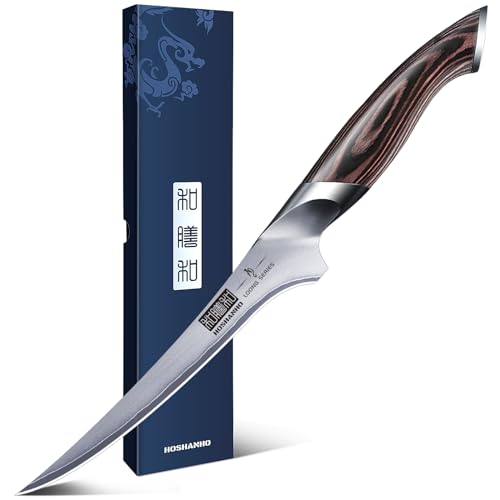 HOSHANHO Fillet Knife 7 Inch, Super Sharp Japanese Fish Boning Knife | Professional High Carbon Stainless Steel Filleting Knives for Meat Poultry Cutting