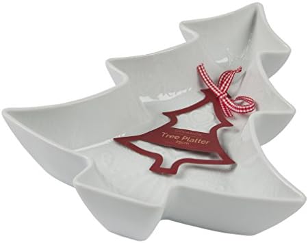 Occasion Deep Ceramic Christmas Tree Platter with Embossed Festive Design 25cm