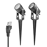 Lemonbest 2 pcs Bright Outdoor Landscape LED Lighting Mini Lawn Light Lamps with 110V AC Power Plug for Garden Path Courtyard Spot Light Soft Warm White