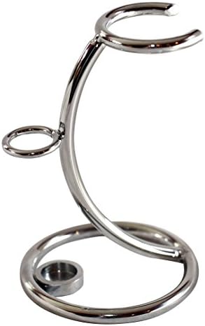 Asher Londyn Refined Curved Razor and Shaving Brush Stand (Silver)