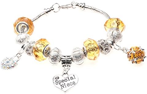 Special Niece' Birthstone Birthday Charm Bracelet with Gift Box Women's Jewellery