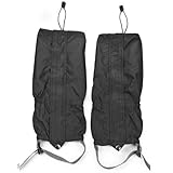Astra Depot 1 Pair Jet Black Unisex Double Sealed Zippered Closure TPU Strap Waterproof Breathable 400D Nylon Cloth Leg Gaiters Leggings Cover for Rain Winter Outdoor Sports Activities