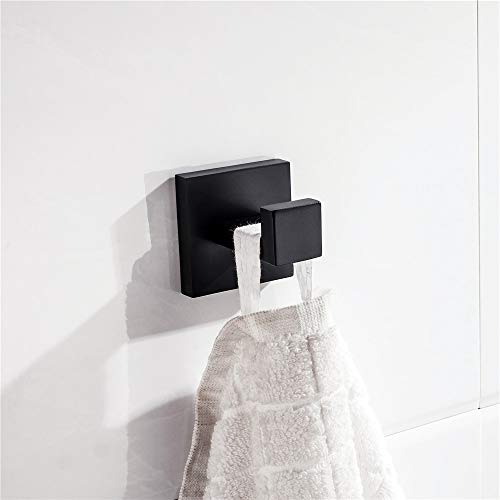 Turs 4-Piece Bathroom Hardware Set Towel Bar Toilet Paper Holder Towel Ring and Towel Hook, Matt Black SUS 304 Stainless Steel Wall Mounted - Thumbnail 5