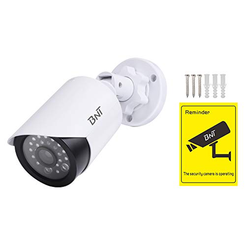 BNT Dummy Fake Security Camera, with One Flashing Red LED Light, for Home and Businesses Security Indoor/Outdoor (1 Pack, White)