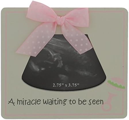 Sonogram Photo Frame, "Miracle Waiting To Be Seen", 5.125" x 4.5" (Girl Pink)