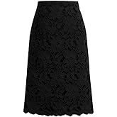 Lace Midi Skirts for Women, High Waist A-Line Skirts with Lined Floral Overlay - Perfect for Party, Date & Bridal