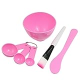 Overfeel 4 In 1 Facial Skin Care Mask Mixing Bowl Stick Brush Gauge Spoon Set - Pink