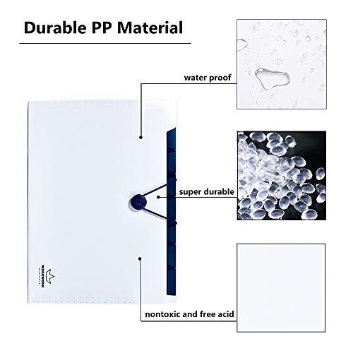 FHEAL File Folders with Pockets Plastic Expanding Folders Letter Size Paper Organizer with Elastic Band 1 Pack White
