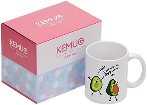 Kemug - Ceramic Coffee Mug - Funny Avocado Mug - 11 Ounce White Ceramic - Perfect valentines day gifts for boyfriend - girlfriend - wife - husband - partner