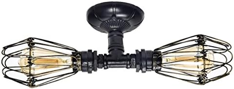 Dazhuan Wall Light Pipe Wall Sconce Double Cages Oil Rubbed Bronze Metal Wired Wall Fixture for Bedroom Bedside