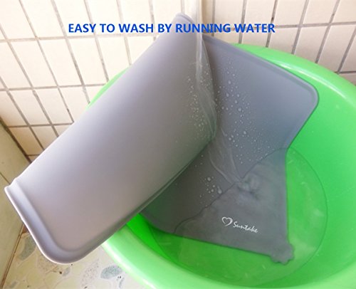 Suntake 2Packs Silicone Dog Cat Food Bowl Mat Non Stick Pet Food Water Feeding Mats Placemat Cushion(Gray)