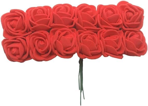 Witty Cuties Artificial Flowers Real Looking Artificial Red Roses Foam Flowers for Crafting Fake Foam Roses Decoration DIY Wedding Bouquets Bridal Shower Flower Decoration Pack of 1 (144pcs).