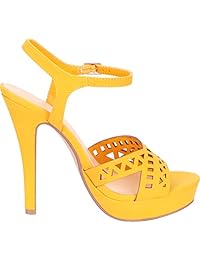 Cambridge Select - Sandalias de tacón alto para mujer con puntera abierta, plataforma gruesa