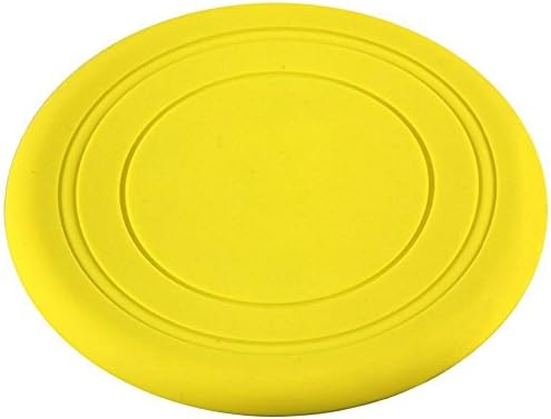 Dog Silicone Frisbee - Yellow - Cute Pet Flying Disc, Tooth Resistant, Outdoor Training, Fetch Toy
