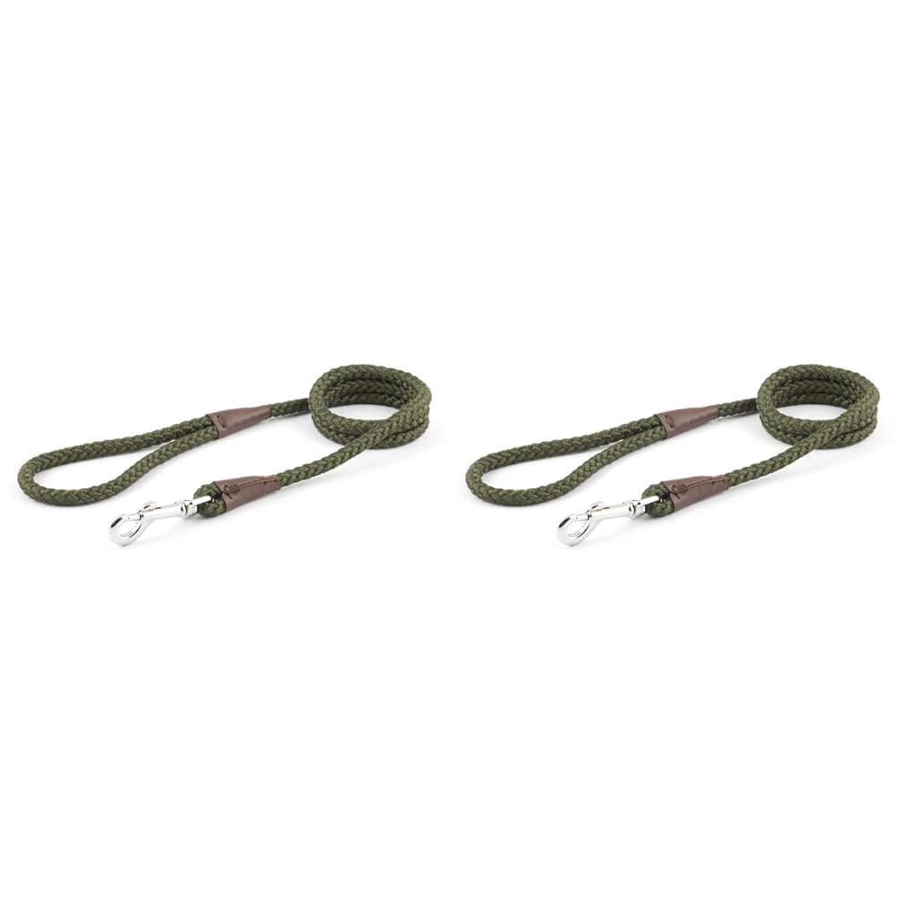 Ancol Heritage Nylon Rope Lead Green 1.07m X12mm Sz 4-8 (Pack of 2)