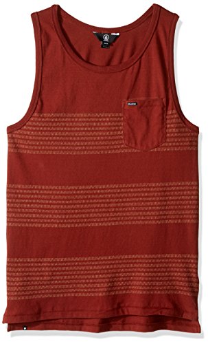 Volcom Men's Banded Stripe Tank Top, Dark Clay, Large