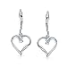 Open Heart Shaped Romantic 925 Sterling Silver Dangle Lever back Earrings For Women For Girlfriend 1.5 Inches