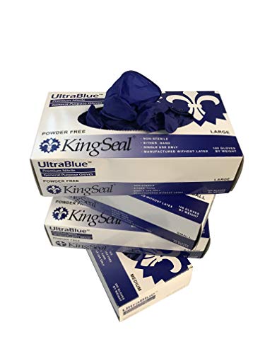 image for KingSeal UltraBlue Cobalt Indigo Blue Disposable Gloves, 4 mil, Latex-